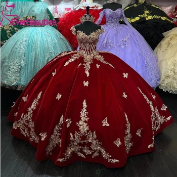 Ball Gown Quinceanera Dresses vestidos de 15 quinceañera Tulle Appliques Sweet 16 Dress Off Shoulder Платья на выпускн