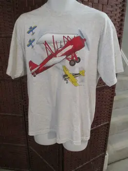 Винтажная футболка с принтом самолета, биплан для взрослых, Большой