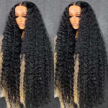 Парики на кружеве с глубокой волной 13x4 из человеческих волос 30-дюймовые парики на кружеве HD для чернокожих женщин, предварительно выщипанные из кудрявых волос младенца