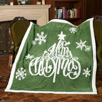Рождественское одеяло Зеленая Рождественская елка с 3D-принтом, двухслойные одеяла для кровати, дивана, уютные одеяла, подарки, прямая поставка