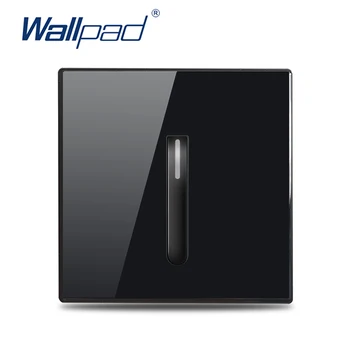 Wallpad 1 группа промежуточных 3-позиционных переключателей Кнопка пианино Черная панель из закаленного стекла с кристаллами за углом