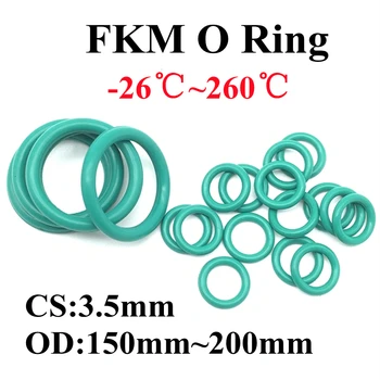 2шт CS 3,5 мм OD 150 ~ 200 мм Зеленый FKM Уплотнительное кольцо из Фторкаучука Уплотнительная Прокладка Изоляционное Масло Высокая Термостойкость Зеленый