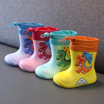 Съемные плюшевые непромокаемые ботинки EVA для мальчиков и девочек, водонепроницаемая детская обувь для малышей, легкая теплая детская водонепроницаемая обувь на четыре сезона