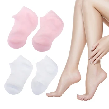1 Пара отшелушивающих увлажняющих подошвенных защитных носков против растрескивания, Уход за ногами, Силиконовые эластичные носки для СПА домашнего использования