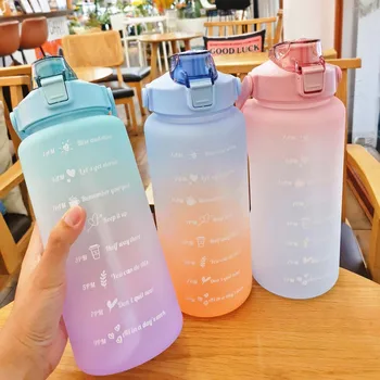 Бутылка для воды объемом 2 литра, Мотивирующая Бутылка для питья, Меняющая цвет, Спортивная Бутылка для воды, Переносная Пластиковая чашка для путешествий на открытом воздухе Многоразового использования