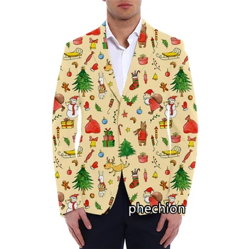 phechion/ Новый модный мужской блейзер с рождественским рисунком и 3D-принтом, повседневная куртка, пальто, уличная одежда Оверсайз, K01
