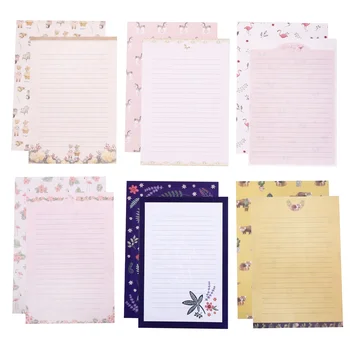 8 комплектов мультяшной канцелярской бумаги для письма, бумага для письма в цветочек формата А5 с конвертами