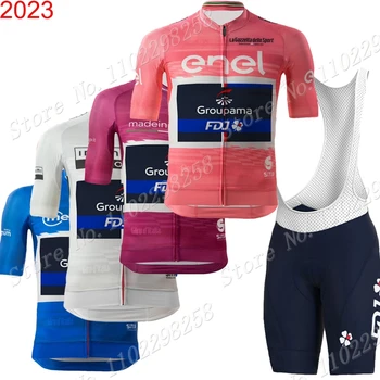 2023 Италия Тур FDJ Велоспорт Джерси Комплект Розовая Команда Летняя короткая Одежда Рубашки Для Шоссейных Велосипедов Костюм Велосипедный Нагрудник Шорты MTB Ropa