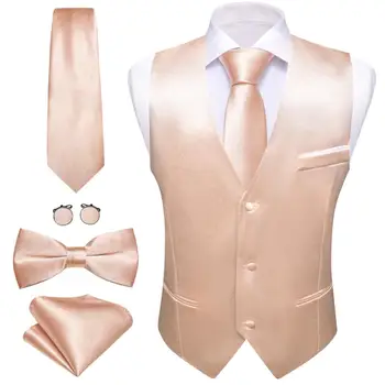 Роскошный мужской жилет цвета шампанского, однотонный шелковый жилет, галстук-бабочка, Свадебный деловой жакет без рукавов, мужской костюм Barry Wang