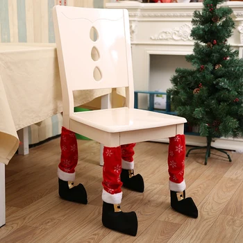 4шт чехлов для ножек рождественского стола, тканевой мебели для стола, вязаных носков, средств защиты пола от царапин