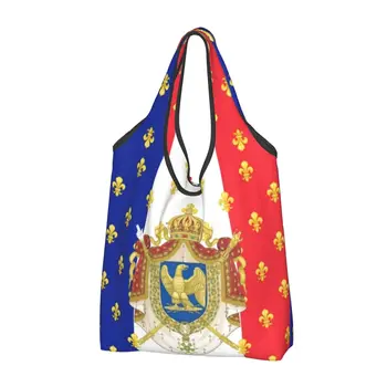 Модный принт, Королевский стандарт, Наполеон, Флаг Франции, сумка для покупок, переносная сумка для покупок через плечо, сумка с гербом Французской империи.