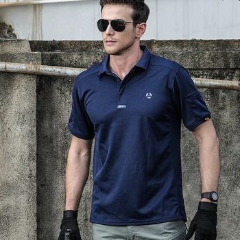 Мужская спортивная быстросохнущая рубашка, впитывающая пот, эластичная тактическая футболка, быстросохнущая футболка с коротким рукавом-поло на открытом воздухе