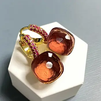 Серьги с кристаллами диаметром 11,6 мм, инкрустация Фиолетовым Цирконом, золотой Цвет, Аметист, серьги в стиле конфет, подарок для женщин, ювелирные изделия