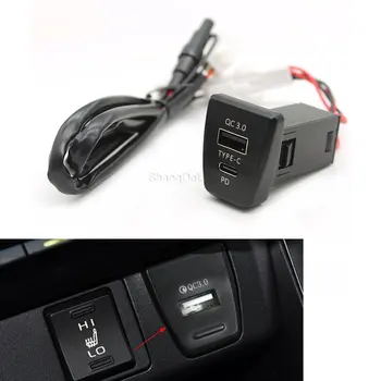 Автомобильное Зарядное Устройство TYPE-C PD QC3.0 USB Интерфейс Двойной Разъем для Зарядного устройства для телефона Toyota RAV4 rav4 5th XA50 2019 2020