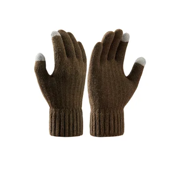 Шерстяные зимние перчатки Мужские Женские Трикотажные перчатки на флисовой подкладке с сенсорными пальцами, изолированные перчатки, согревающие руки, Подарок