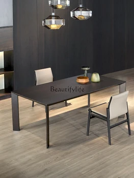 Простой современный итальянский минимализм, легкий роскошный обеденный стол в скандинавском стиле, мебель для столовой в стиле ретро прямоугольной формы