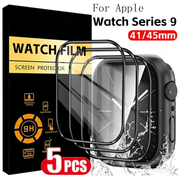 5-1 шт. Защитная пленка для экрана Apple Watch Series 9 41 мм 45 мм Водонепроницаемая Защитная пленка HD Full Cover для Apple Watch Series 9