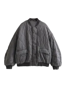 TRAF Женская куртка-парка, топы 2023, осенне-зимняя куртка оверсайз, женское повседневное теплое зимнее пальто с длинным рукавом