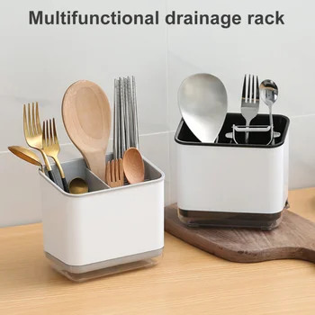 Многофункциональный держатель для хранения палочек для еды, ложек, Пластиковое сливное устройство, Двухслойные подставки для столовых приборов, ножей, вилок, кухонных инструментов