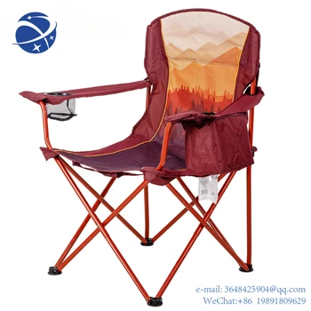 Большой походный стул YYHCOzark Trail с кулером, дизайн Ombre Mountains, красный и оранжевый