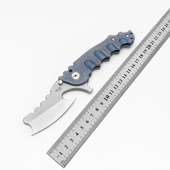 Heeter Knifeworks Складной Нож MOW С Синей Титановой Ручкой S35VN Blade Уличное Снаряжение Тактические Инструменты Выживания Карманный EDC