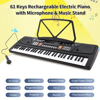 61-клавишная электронная клавиатура BIGFUN Многофункциональное детское электрическое пианино со светодиодными двумя стереодинамиками Клавишный инструмент
