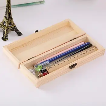 Портативный многофункциональный пенал для хранения, гладкая коробка, универсальный деревянный пенал для рисования
