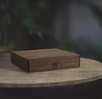 Ящик для хранения ручной работы из обожженного дерева павловния в антикварном стиле