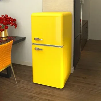 Бытовой двухдверный мини-холодильник Amoi в стиле ретро с морозильной камерой, арендуемый в общежитии энергосберегающий автомобильный холодильник.
