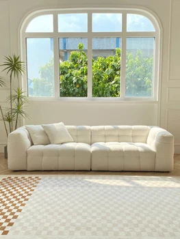 Современный минималистичный пух ягненка, прямая кремовая сахарная вата, повседневная ткань, домашний диван, диван для гостиной