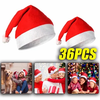 Красная рождественская шляпа Санта-Клауса для взрослых и детей, Рождественские подарки, Принадлежности для празднования Рождества, Рождественские украшения