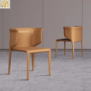 Обеденный стул с кожаным седлом для гостиной, мебель для столовой отеля, стул с мягкой спинкой, рабочий стол, стул