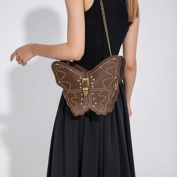 Новая роскошная дизайнерская модная женская сумка через плечо с бриллиантами в форме бабочки, женская сумка на ремне