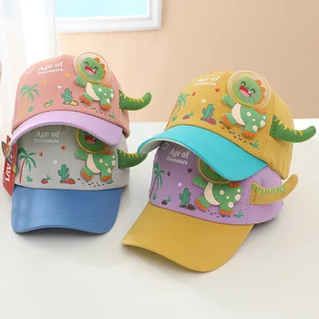 Новая детская бейсболка с маленьким динозавром из мультфильма Для малышей, шапочка с утиным язычком, шляпа из сетчатой пряжи, летняя шляпа от солнца для мальчиков и девочек от 3 до 6 лет