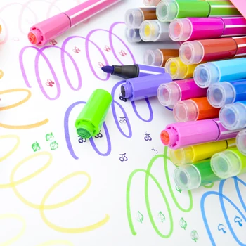 12-цветная ручка, цветной штамп, печать, Моющаяся Акварельная ручка, Кисть для рисования, Наборы цветных маркеров для детей