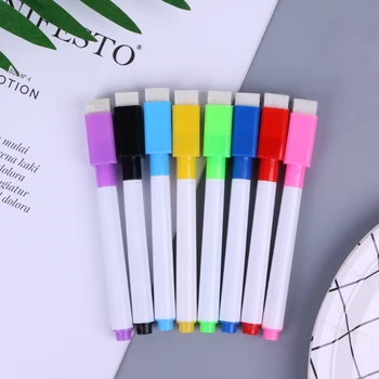 8 шт. Магнитная красочная черная ручка для доски в школьном классе, маркеры для сухой белой доски, Встроенный ластик, рисование для детей