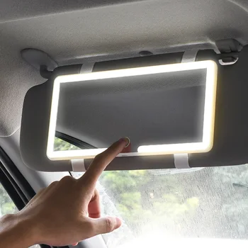 Трехрежимное автомобильное зеркало для макияжа со светодиодной подсветкой HD с солнцезащитным козырьком |регулируемым сенсорным экраном, автоматическое туалетное зеркало для внутреннего зеркала заднего вида