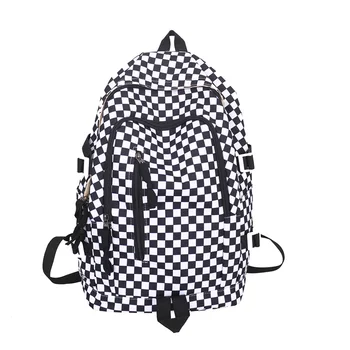 Дизайнерский рюкзак в клетку с множеством сеток, школьная сумка для книг, подарок подросткам