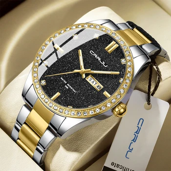 CRRJU Мужские часы Модный хронограф Лучший бренд Класса люкс Мужские наручные часы водонепроницаемые светящиеся деловые спортивные часы с датой Quaztz