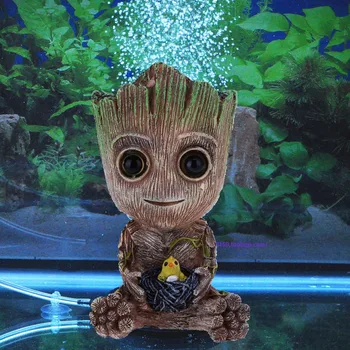 Оригинальное Украшение для аквариума Groot Tree, Милое дерево, Фигурка, Аквариумный орнамент с пузырьками, декор для аквариума с рыбками