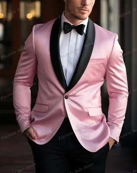 Новый мужской деловой костюм для свадебной вечеринки, выпускного вечера, смокинги жениха, комплект из 2 предметов, куртка и брюки 11
