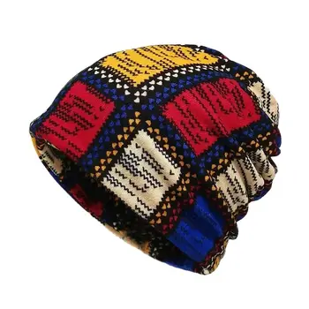 LDSLYJR Осенне-зимняя хлопковая вязаная шапка в клетку с принтом, теплые тюбетейки, шапочка-бини для мужчин и женщин 180