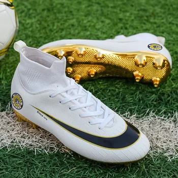 Профессиональная уличная футбольная обувь Золотого цвета Криштиану Роналду, тренировочная обувь для футзала Chuteira Campo, мужские водонепроницаемые футбольные бутсы