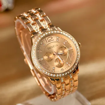 Женские часы класса Люкс 2024, Новый Модный бренд, роскошные часы со стальным ремешком с бриллиантами, женские кварцевые часы с большим циферблатом, браслет с бриллиантами