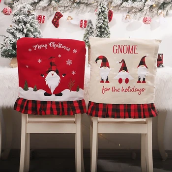 Рождественские чехлы для обеденных стульев, задняя крышка, украшения Gnome Swedish Tomte, Домашний декор для комнаты