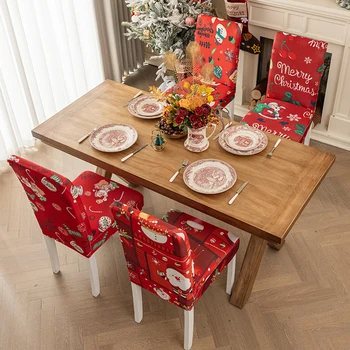 Эластичный чехол для стула в рождественском стиле, Защита сиденья, чехлы для стульев для столовой, кухни, гостиной, отеля, свадебного банкета, дома
