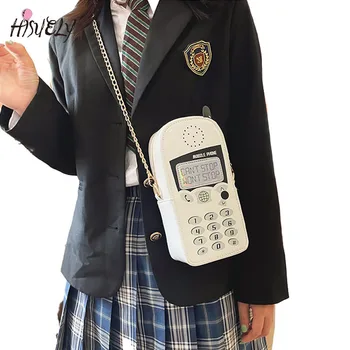Сумка через плечо с цепочкой в форме мобильного телефона HISUELY 2023 Personality, Лазерные дизайнерские кошельки и сумочки, сумка через плечо для девочек, клатч