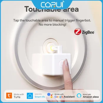 CORUI Tuya Zigbee Smart Fingerbot Plus Кнопка Smart Life Switch Толкатель Поддержка Alexa Google Home Голосовое управление таймером
