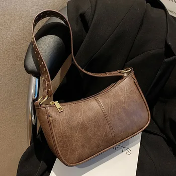 Женская сумка-мессенджер 2023, винтажные сумки подмышками из искусственной кожи с заклепками, универсальная сумка с широким плечевым ремнем для поездок на работу