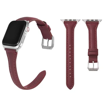 Кожаный ремешок для Apple watch band 45мм 44мм 49мм 41мм 40мм 42мм 38мм Тонкий браслет iWatch series 3 5 6 SE 7 8 ultra